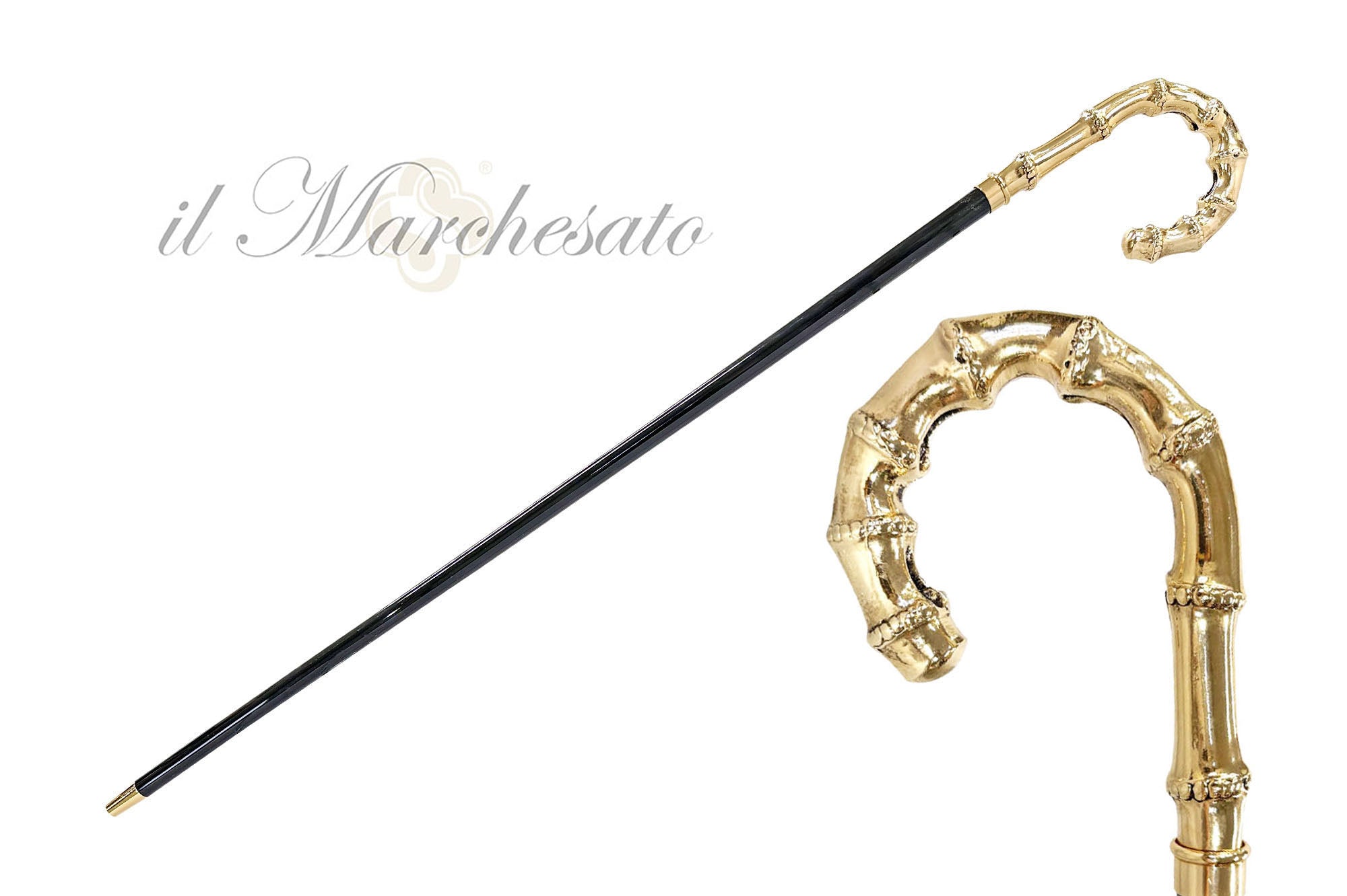 Bamboo-shaped walking stick - Goldplated 24K – ilMarchesato