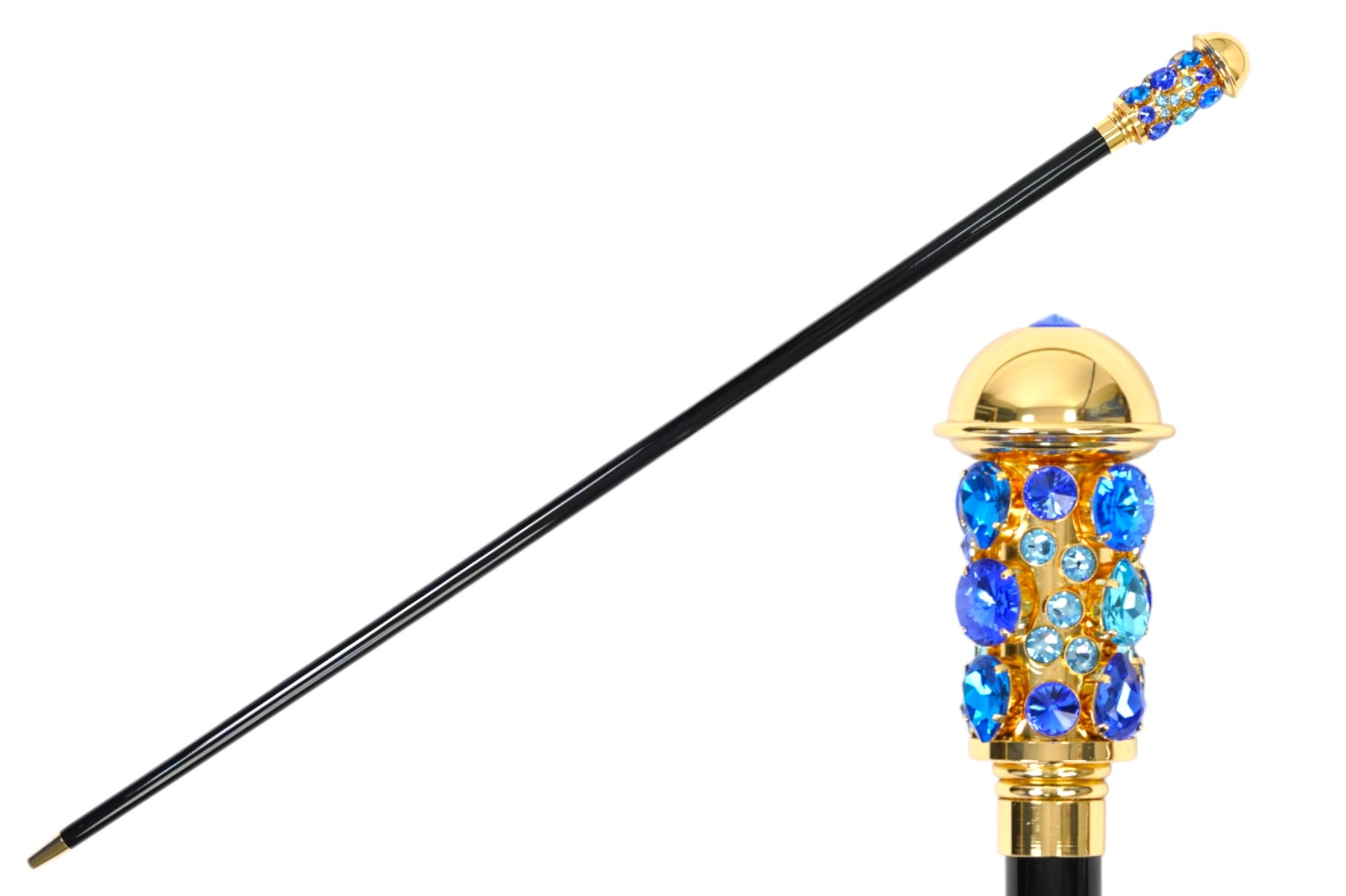 Luxurious Italian Tradition: 24K Gold-Plated Walking Cane Embellished with  Crystals