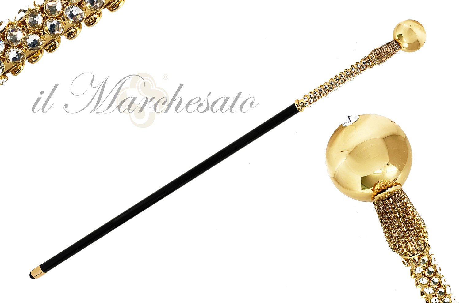 Hand-engraved metal Walking stick - 24K goldplated – ilMarchesato - Luxury  Umbrellas, Canes and Shoehorns