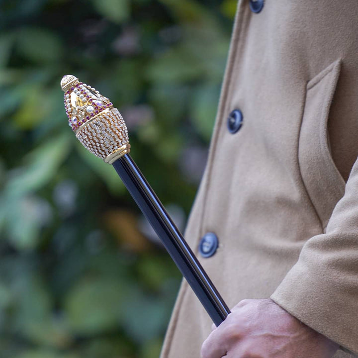 Sturdy and Elegant Walking Stick - Brass Sphere With a Mirror
